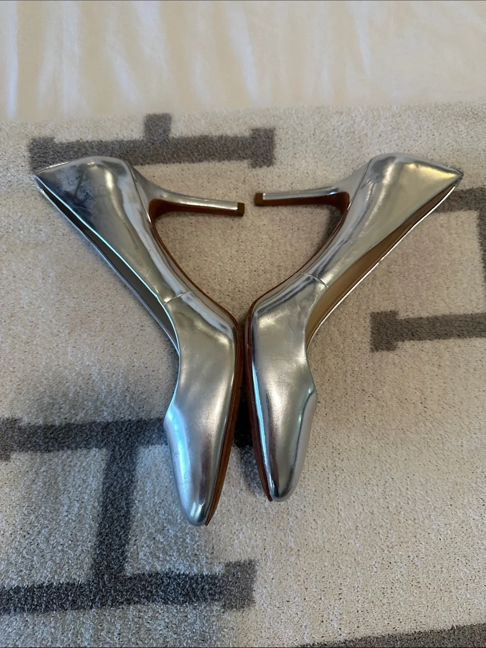 Silver Chrome Coach heels size 10